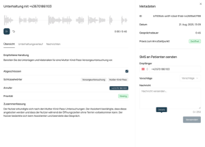 Zusammenfassung eine Telefongesprächs in Ordicall